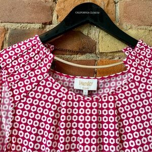 Laundry Sleeveless Pink & White Patterned Shirt with Gold Chain. Small.